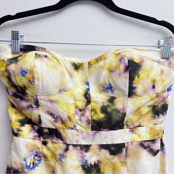 J Crew Size 4 Fleurette Sweetheart Bust Tie Dye Silk & Linen Blend Mini Dress - Picture 3 of 11